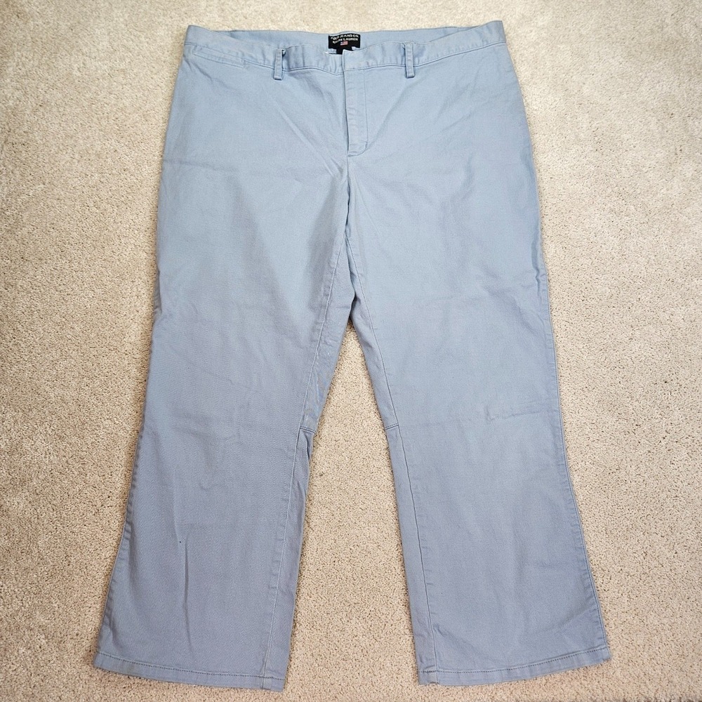 Casual Preppy Y2K‎ Ralph Lauren Wide-Leg Cropped Chino Blue Stretch 14 Old Money